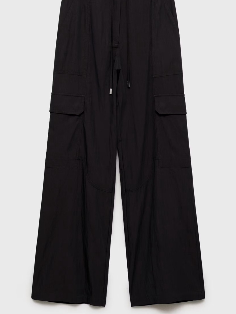 Mango Black Wide-Leg Cargo Jumpsuit Pants
